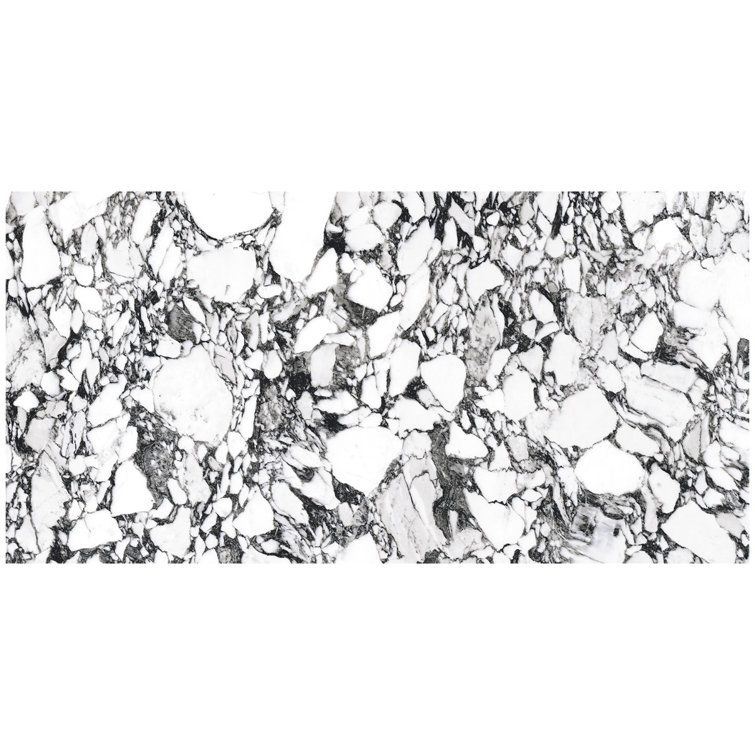 Magnus 24x48 Polished Black and White Porcelain Tile