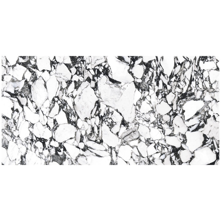 Magnus 24x48 Polished Black and White Porcelain Tile