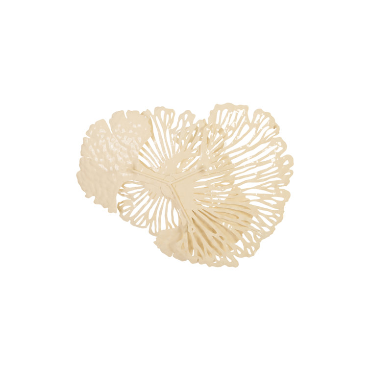 Ivory Metal Flower Wall Art Decor, 25 Inch