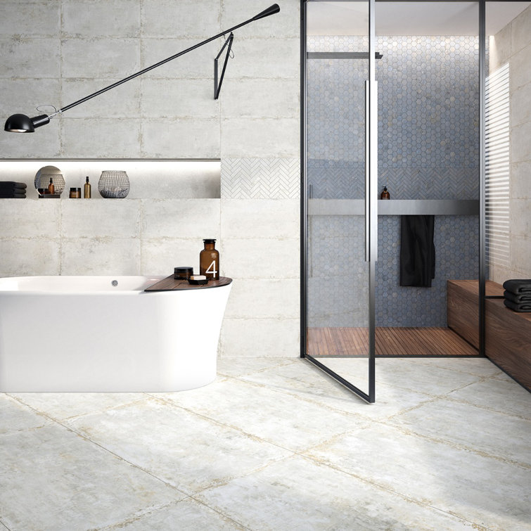 Large Format Beige Matte Porcelain Stone Look Floor and Wall Tile