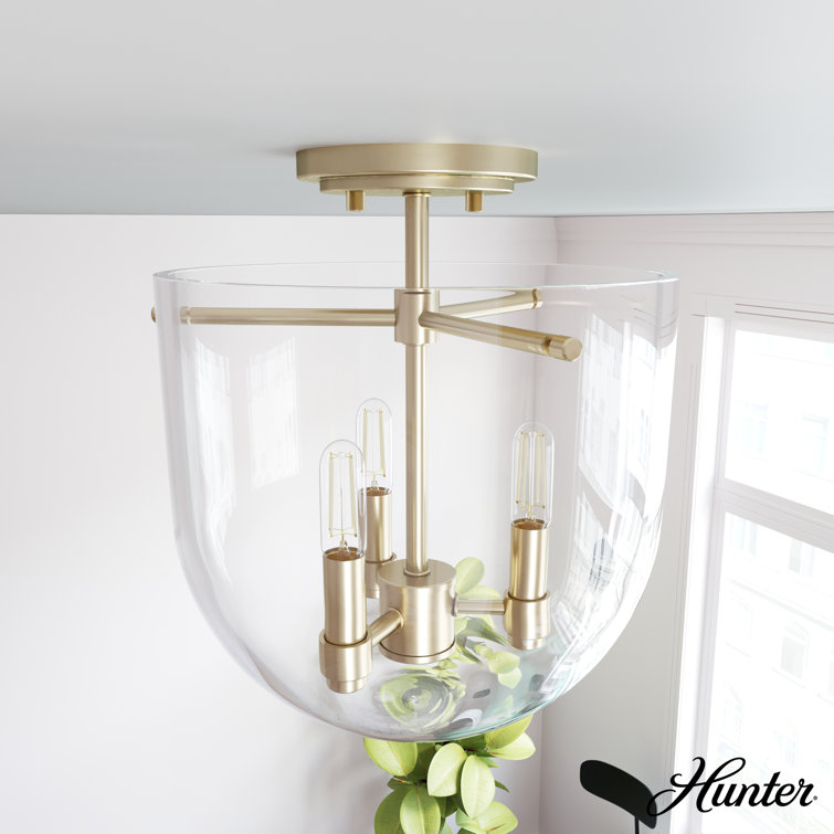 Alturas Gold Clear Glass Modern Semi-Flush Mount Light