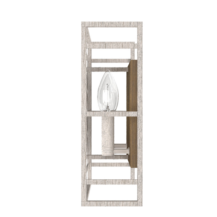 Langwood Distressed White Lattice 2-Light Wall Sconce