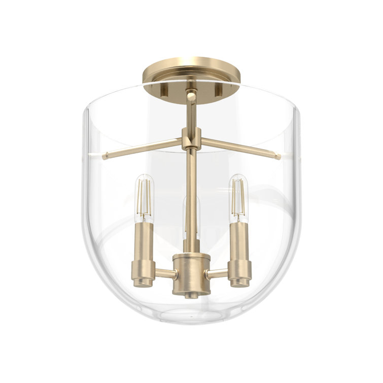 Alturas Gold Clear Glass Modern Semi-Flush Mount Light