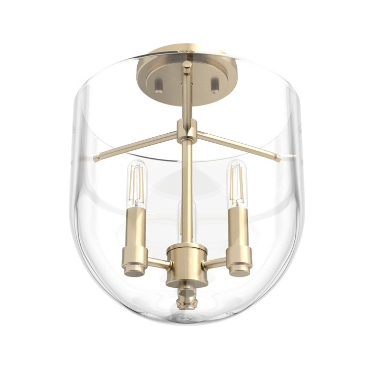 Alturas Gold Clear Glass Modern Semi-Flush Mount Light