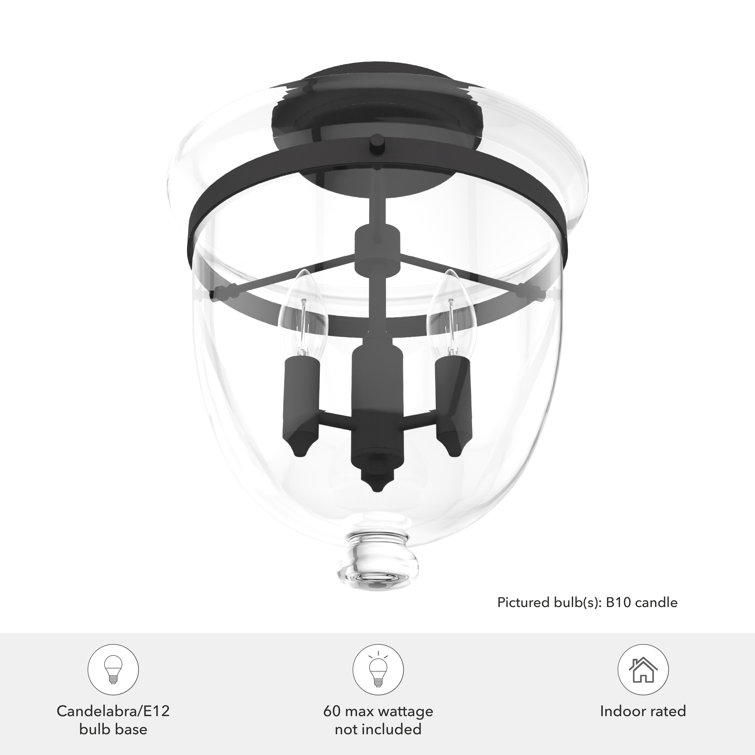 Belltown Natural Iron and Glass 3-Light LED Flush Mount