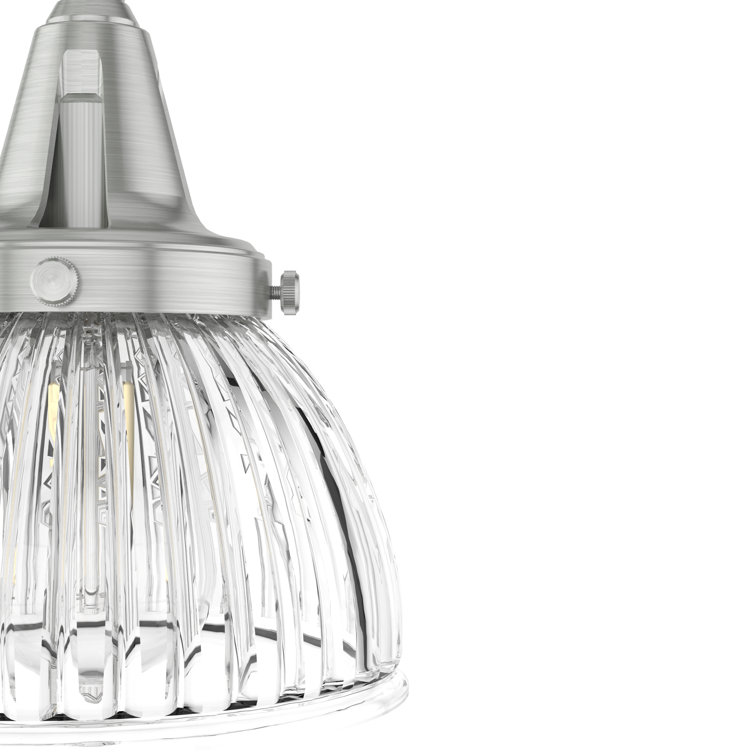 Brushed Nickel 3-Light Cluster Pendant with Fluted Glass Shades