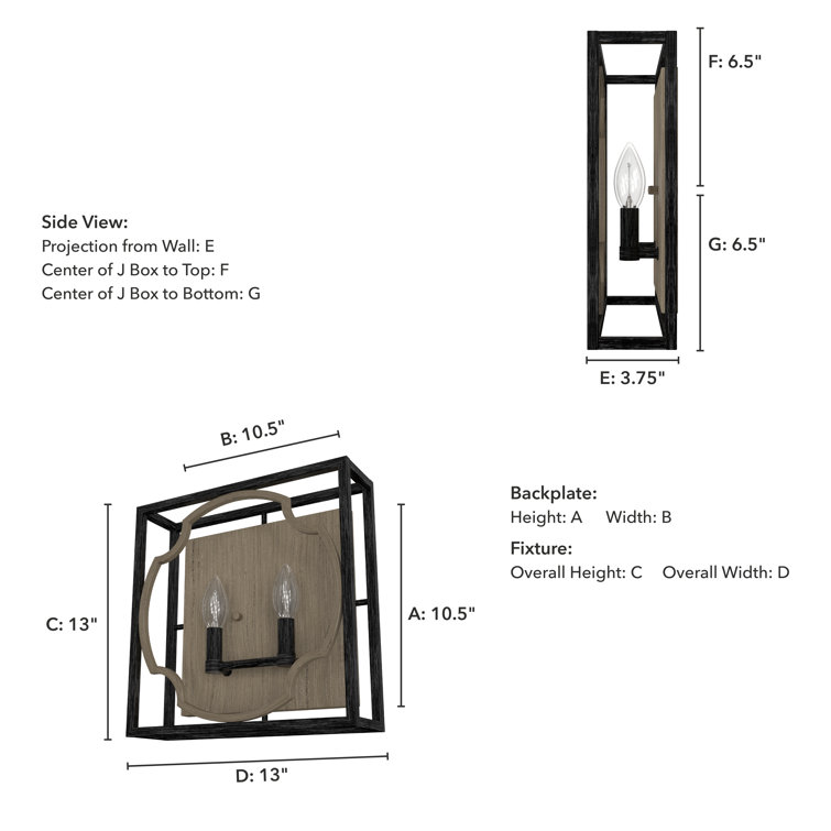 Stone Creek Rustic Black Iron 2-Light Dimmable Wall Sconce