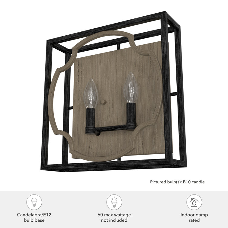 Stone Creek Rustic Black Iron 2-Light Dimmable Wall Sconce