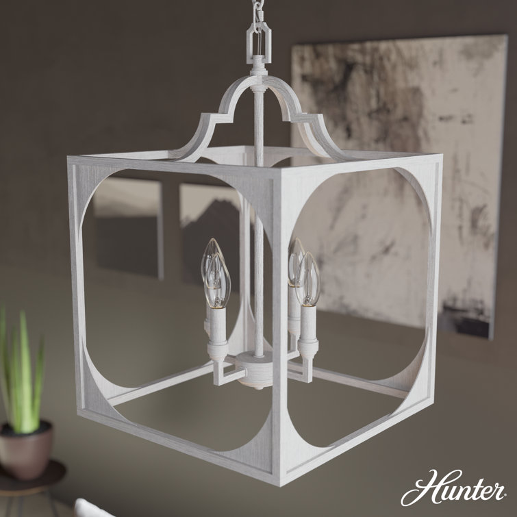 Highland Hill Distressed White Aluminum 4-Light LED Pendant