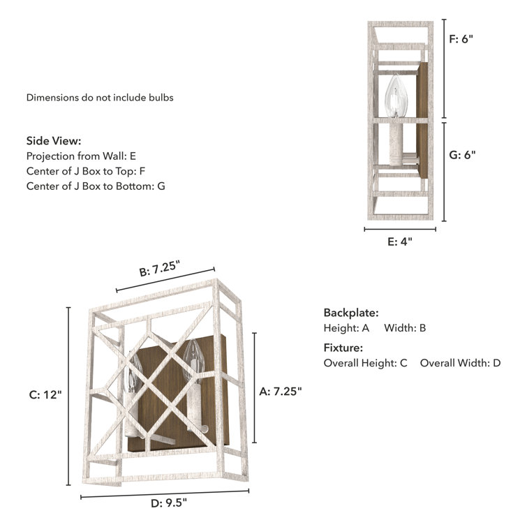 Langwood Distressed White Lattice 2-Light Wall Sconce