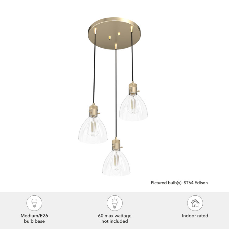 Van Nuys 3-Light Alturas Gold LED Glass Cluster Pendant