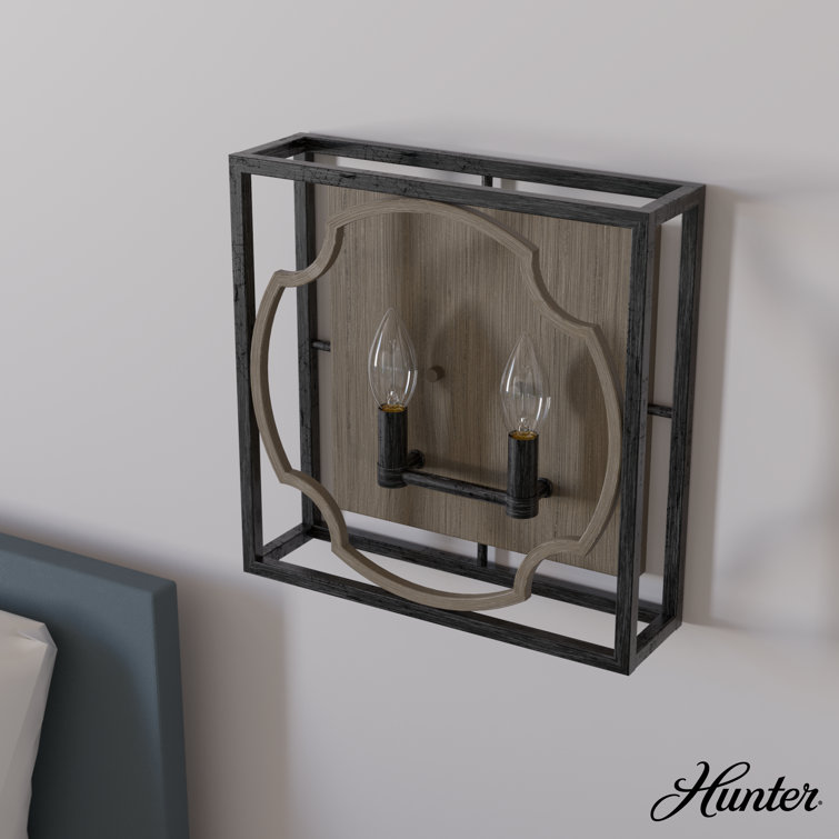 Stone Creek Rustic Black Iron 2-Light Dimmable Wall Sconce