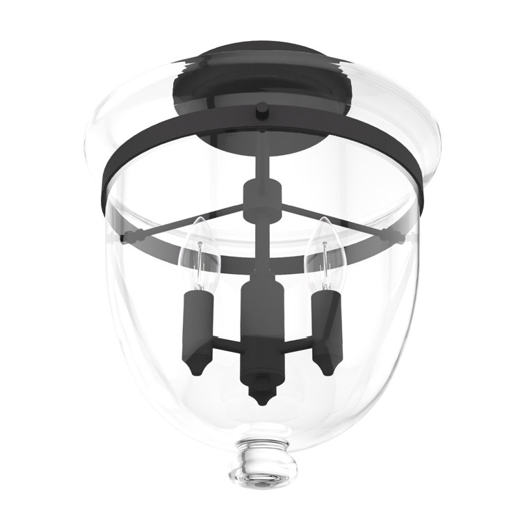 Belltown Natural Iron and Glass 3-Light LED Flush Mount