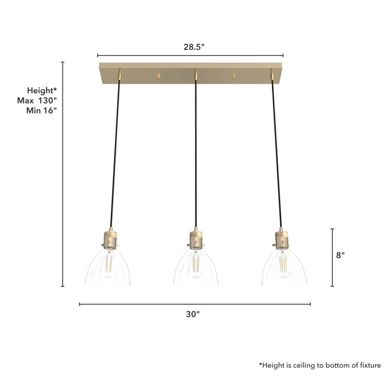 Alturas Gold 30" Linear LED Cluster Pendant with Clear Glass