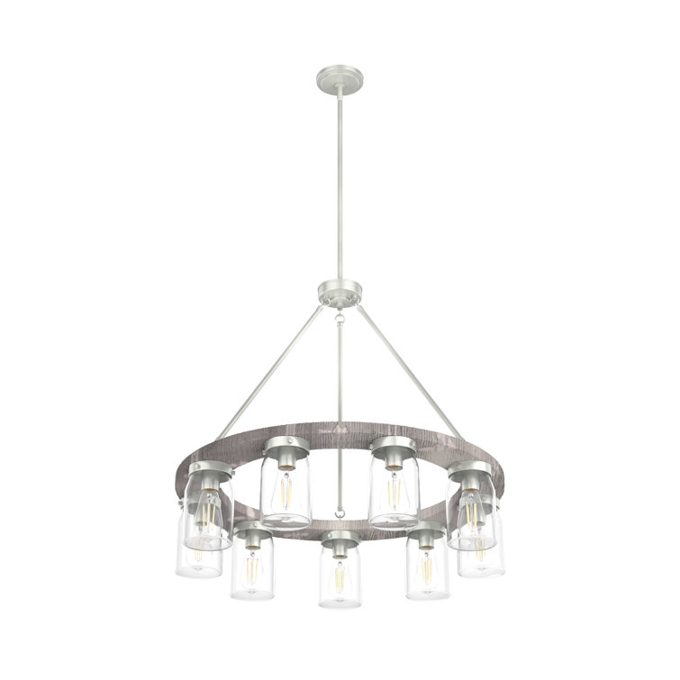 Devon Park Brushed Nickel 9-Light Rustic Wagon Wheel Chandelier