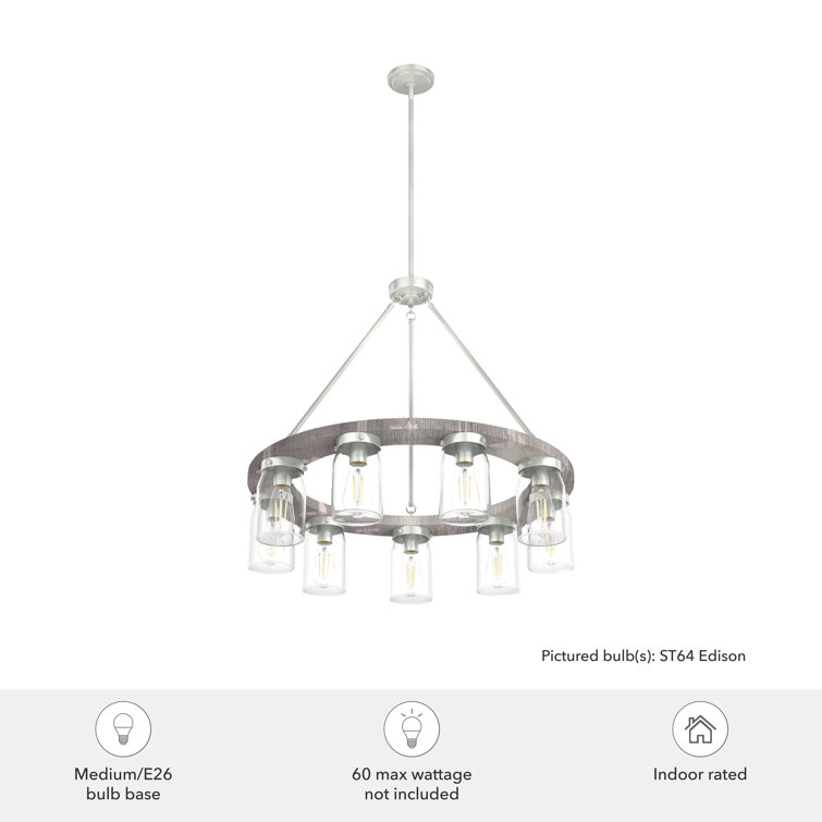 Devon Park Brushed Nickel 9-Light Rustic Wagon Wheel Chandelier