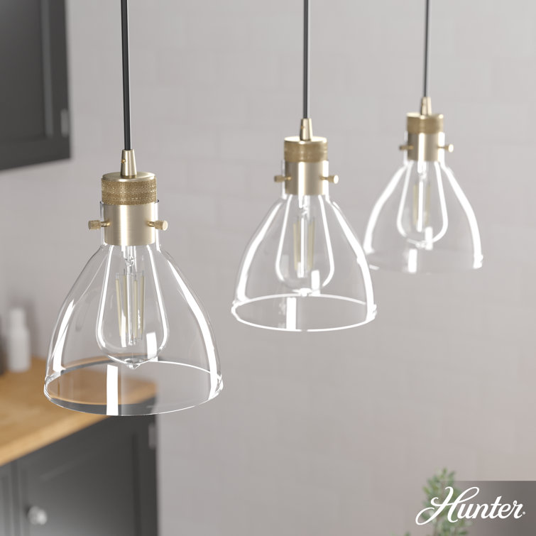 Alturas Gold 30" Linear LED Cluster Pendant with Clear Glass