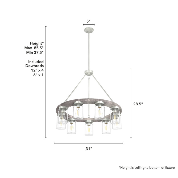 Devon Park Brushed Nickel 9-Light Rustic Wagon Wheel Chandelier