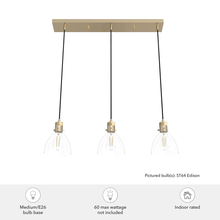Alturas Gold 30" Linear LED Cluster Pendant with Clear Glass