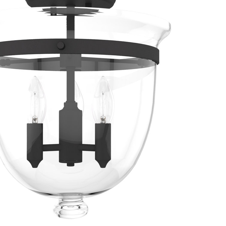 Belltown Natural Iron and Glass 3-Light LED Flush Mount