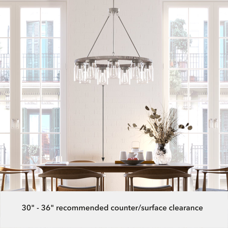 Devon Park Brushed Nickel 9-Light Rustic Wagon Wheel Chandelier