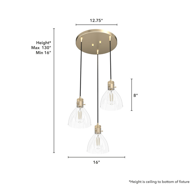 Van Nuys 3-Light Alturas Gold LED Glass Cluster Pendant