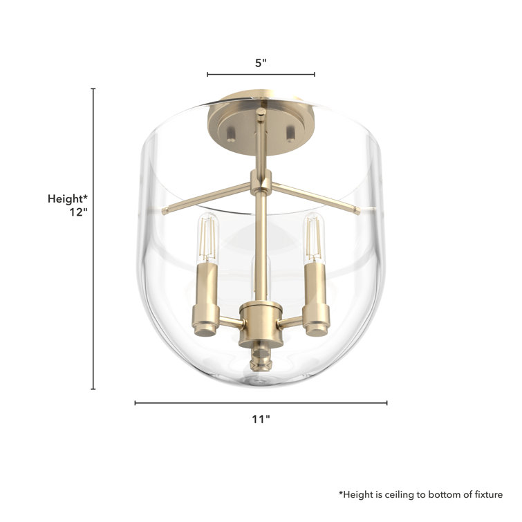 Alturas Gold Clear Glass Modern Semi-Flush Mount Light