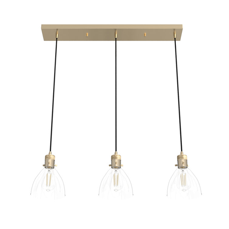 Alturas Gold 30" Linear LED Cluster Pendant with Clear Glass