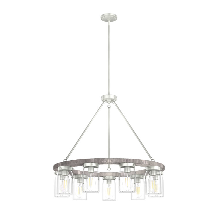 Devon Park Brushed Nickel 9-Light Rustic Wagon Wheel Chandelier