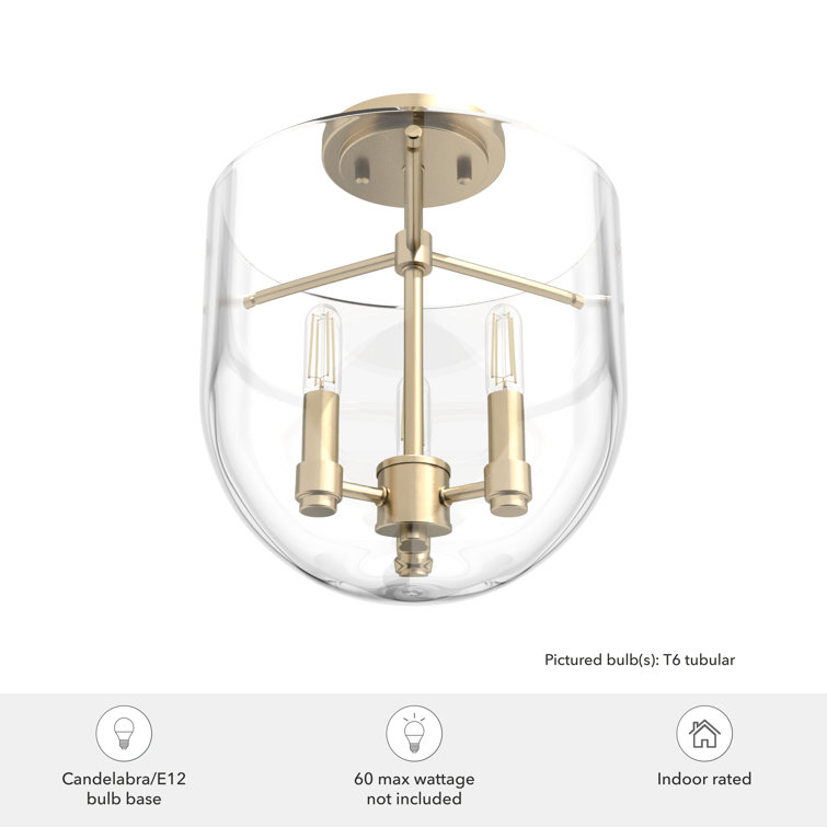 Alturas Gold Clear Glass Modern Semi-Flush Mount Light