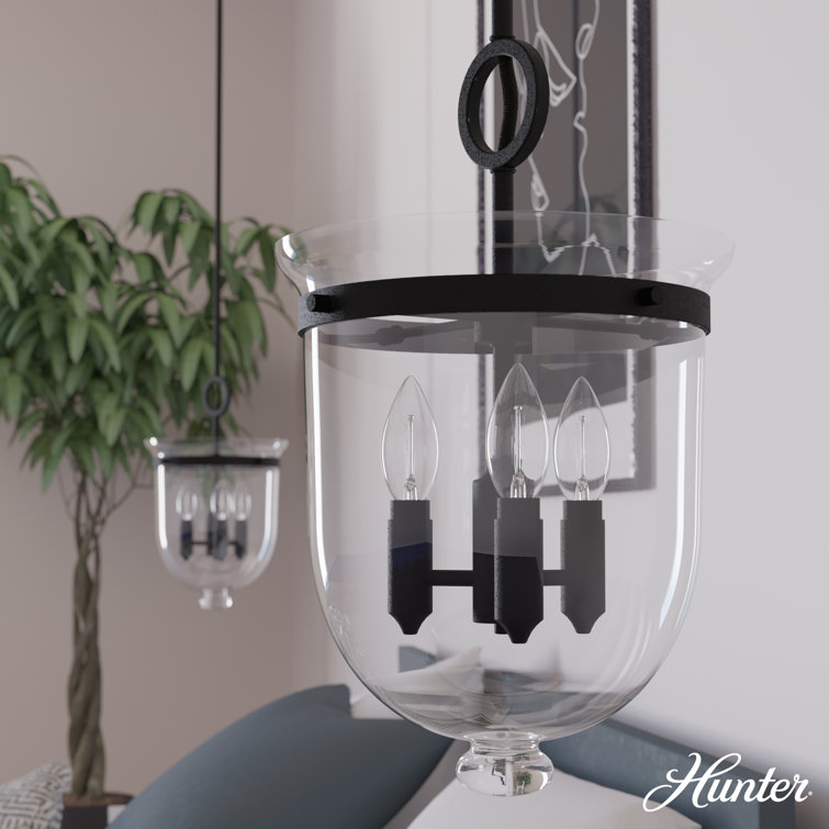 Black Glass 18" LED Pendant Light