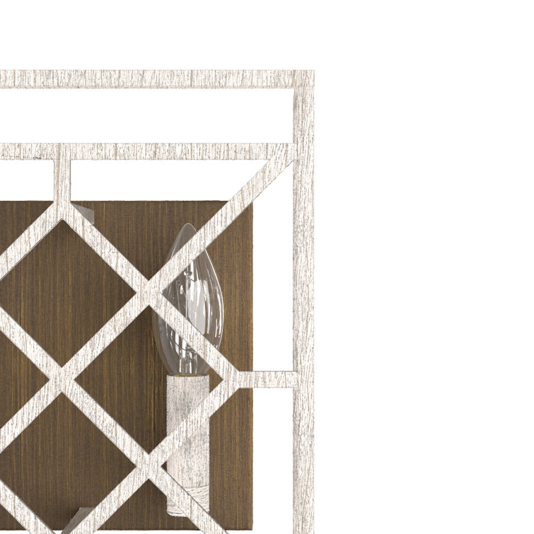 Langwood Distressed White Lattice 2-Light Wall Sconce