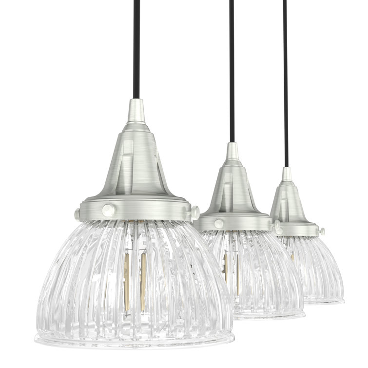 Cypress Grove Brushed Nickel 3-Light Glass Bowl Pendant