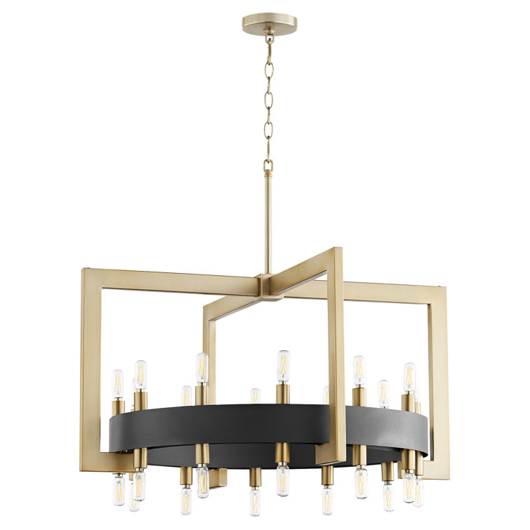 Noir and Aged Brass 24-Light Geometric Chandelier