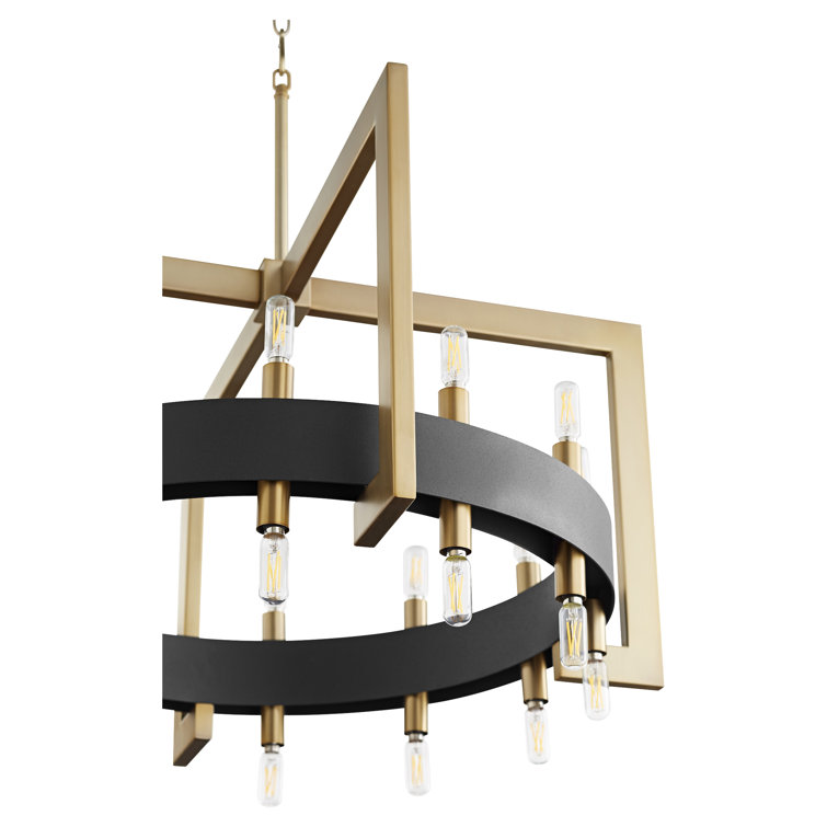 Noir and Aged Brass 24-Light Geometric Chandelier