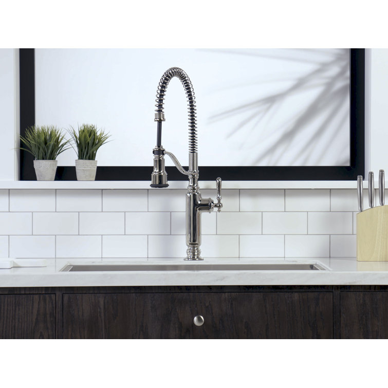 Vibrant Polished Nickel Semi-Professional Kitchen Faucet with Pull-out Spray