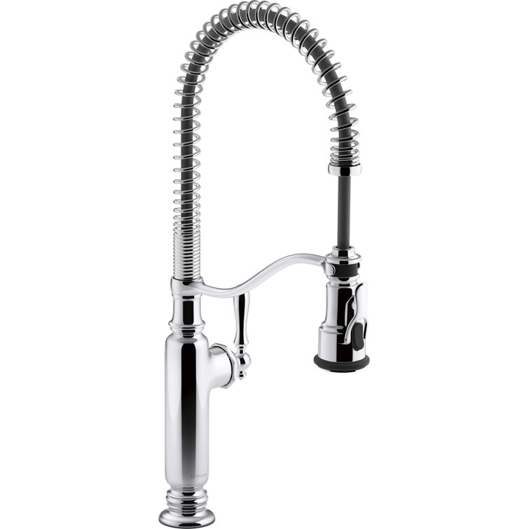 Polished Chrome Semi-Professional Kitchen Faucet with Pull-Out Spray