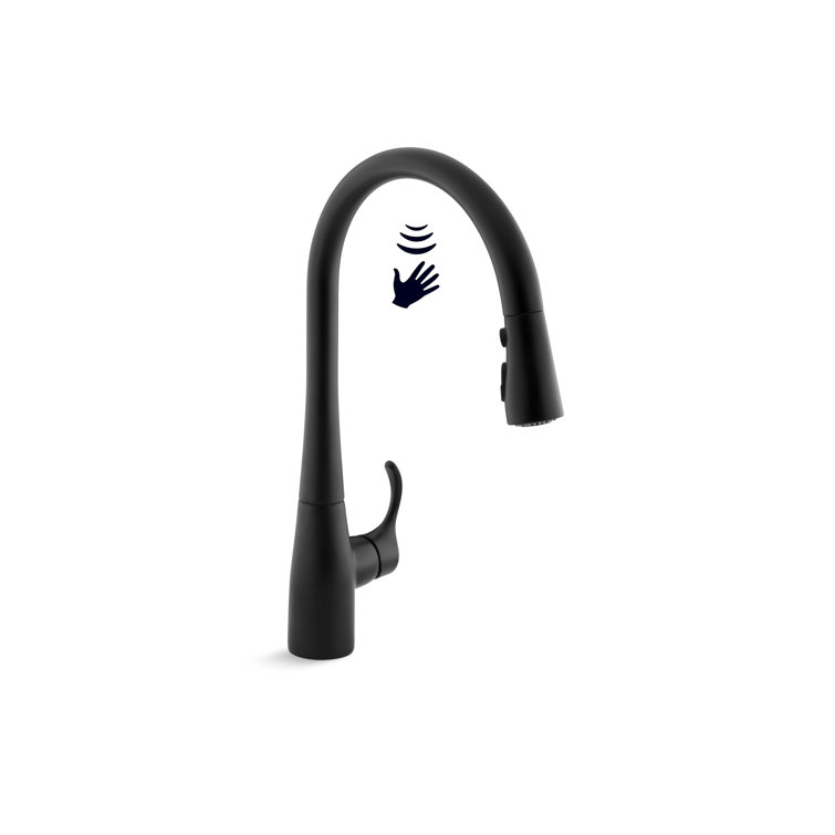 Matte Black Touchless Pull-Down Kitchen Faucet with Sprayhead