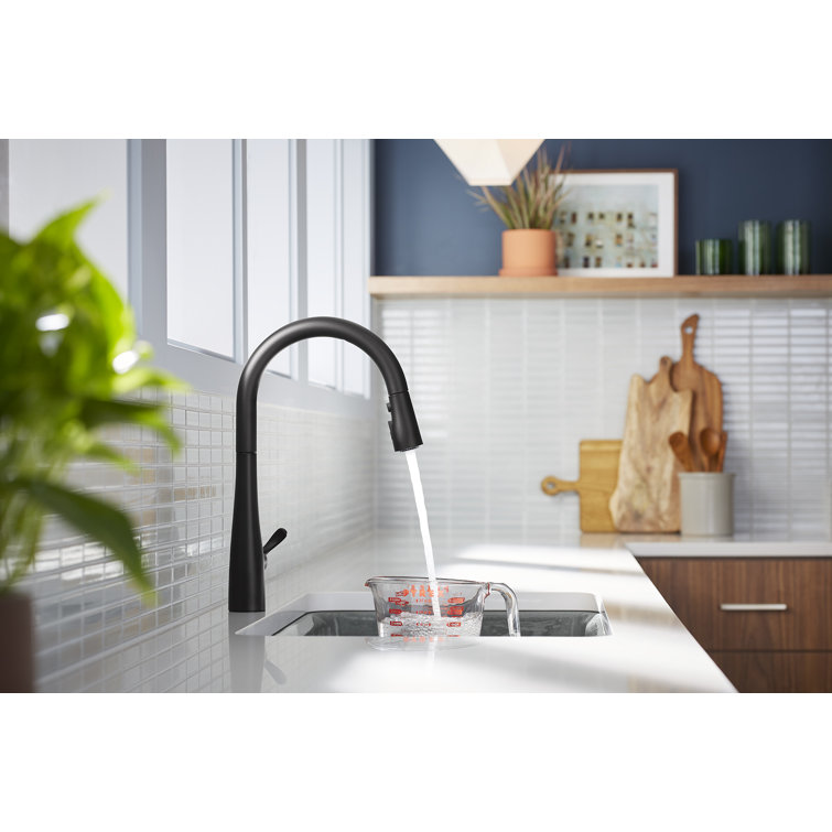Matte Black Touchless Pull-Down Kitchen Faucet with Sprayhead