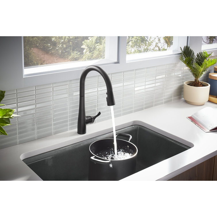 Matte Black Touchless Pull-Down Kitchen Faucet with Sprayhead