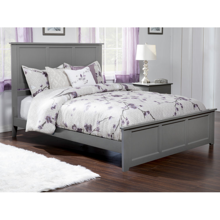 Madison Gray Queen Solid Wood Platform Bed with Headboard