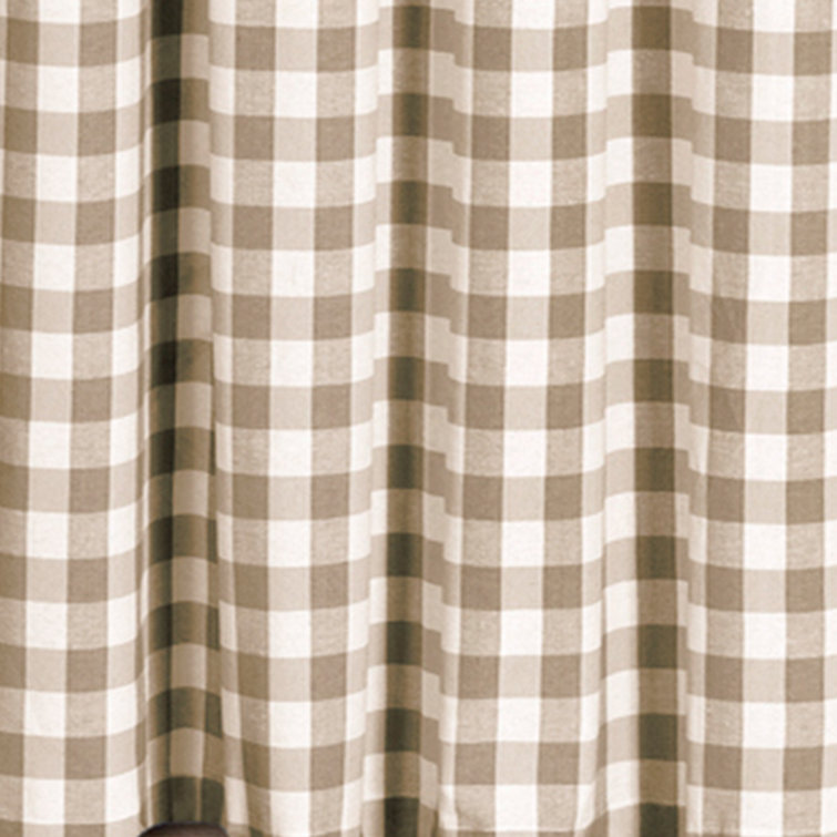 Gray Plaid Cotton Blend Rod Pocket Window Curtain Panel