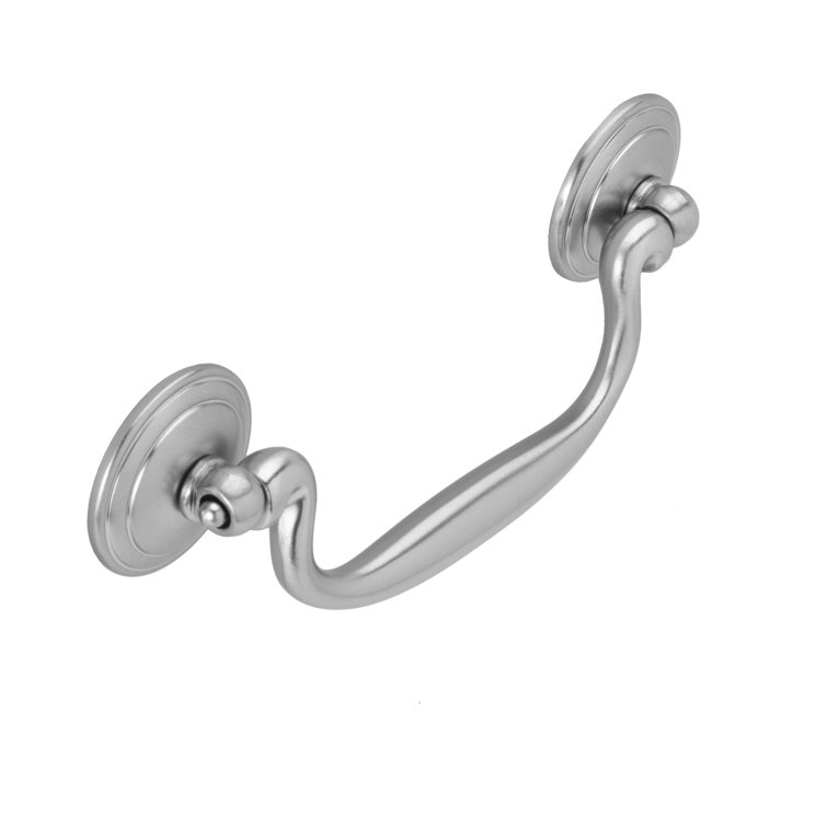 Satin Nickel 4-Inch Drop Bail Handle with Mounting Hardware