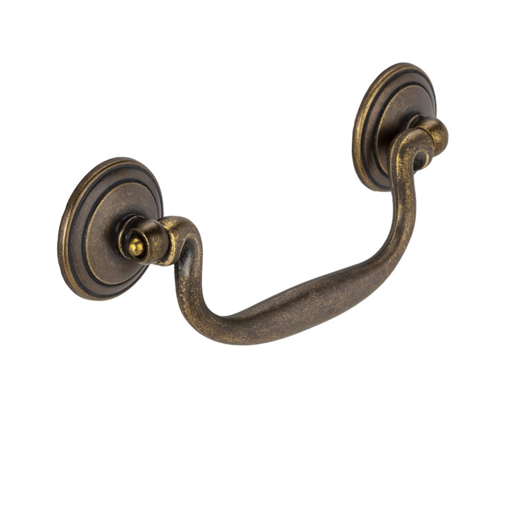 Antique Brass 4-inch Drop Bail Handle with Mounting Hardware