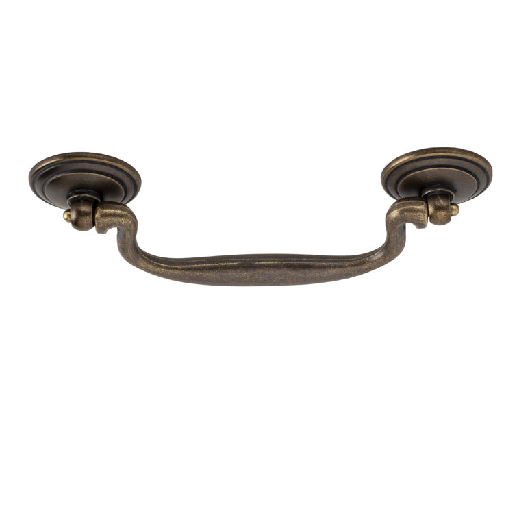 Antique Brass 4-inch Drop Bail Handle with Mounting Hardware