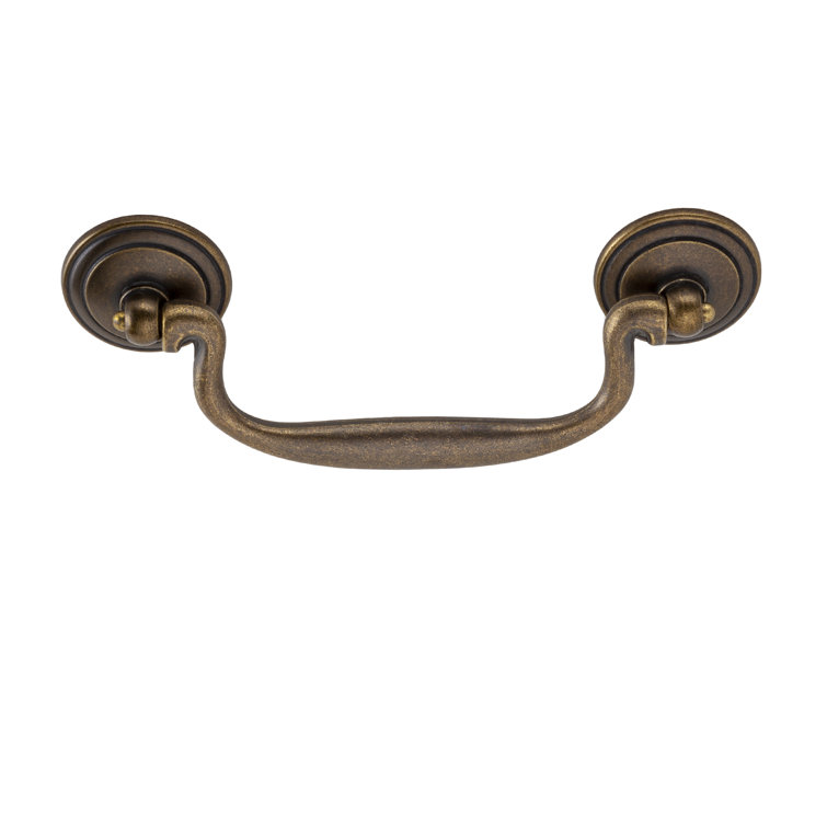 Antique Brass 4-inch Drop Bail Handle with Mounting Hardware