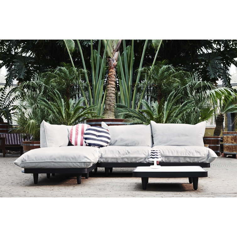 Mist Cushioned Black Recycled Polypropylene Outdoor Chair