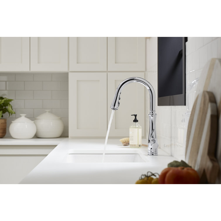 Polished Chrome Pull-Down Kitchen Faucet with Spray