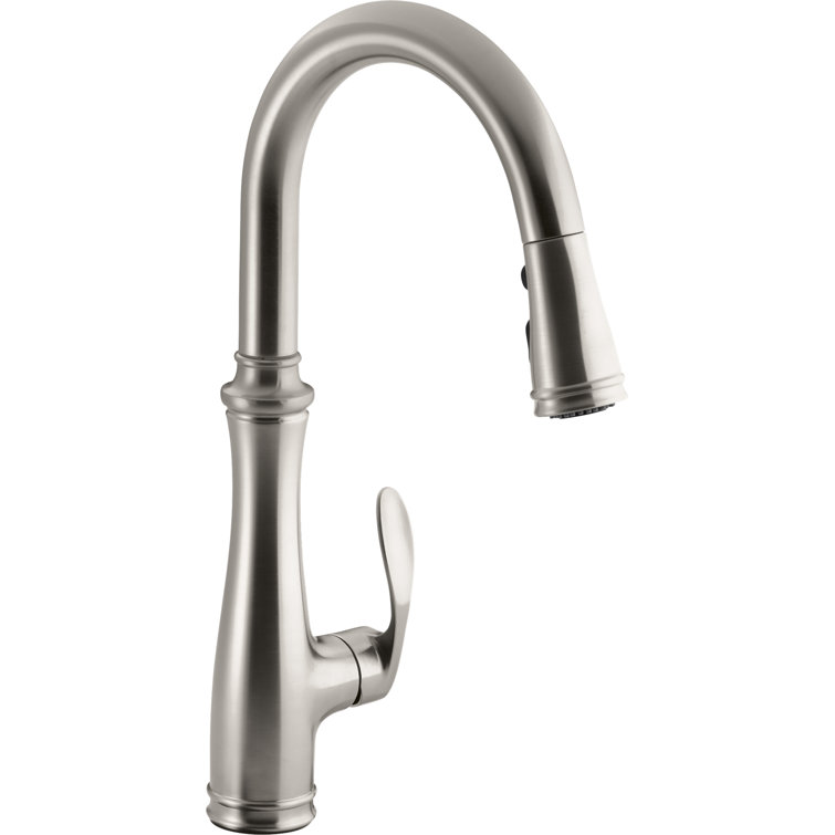 Vibrant Stainless Steel Pull-Down Kitchen Faucet with Spray