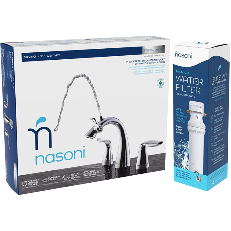 Gloss Black Nickel Widespread Fountain Bathroom Faucet
